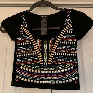Bebe bodycon beaded crop top